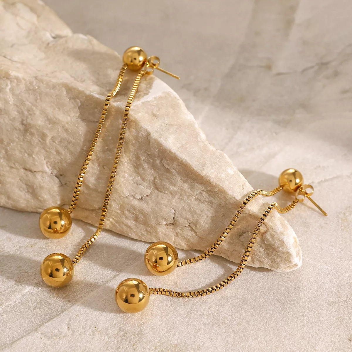 18K Gold-Plated Ball Drop Earrings - alternate earring view