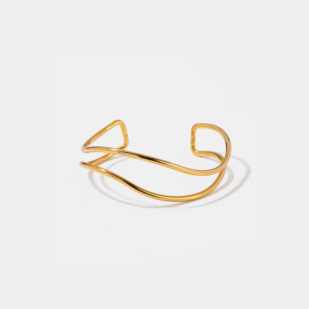 Minimalist Stainless Steel Cuff Bracelet in Gold - women's cuff bracelet