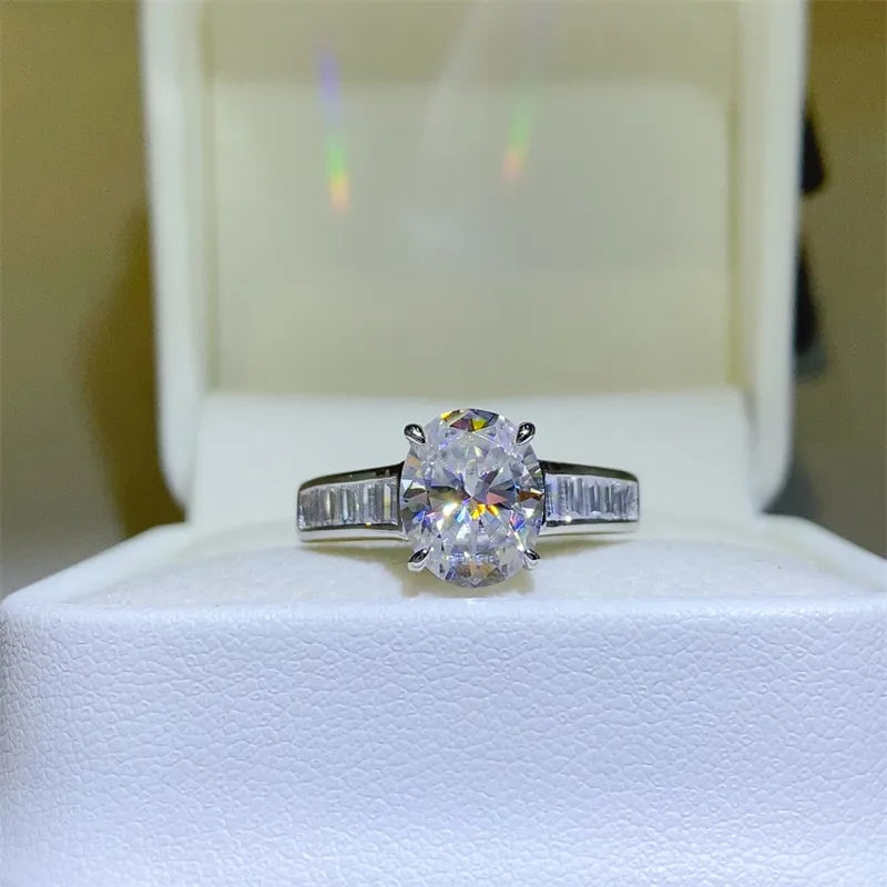 3 Carat Moissanite Sterling Silver Ring in Silver - women's ring