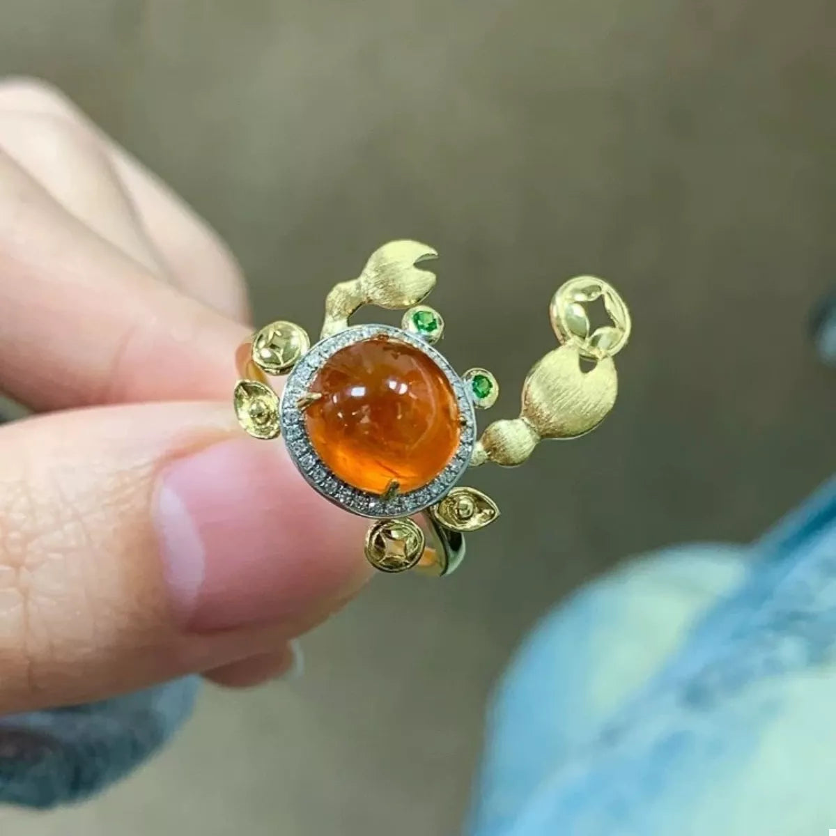 18K Gold-Plated Crab Ring - alternate ring view