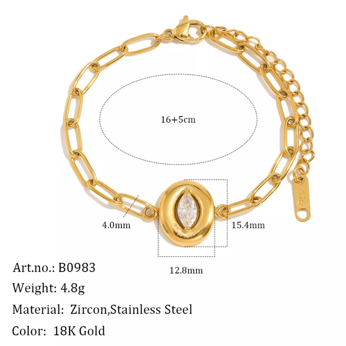 18K Gold-Plated Chain Bracelet - alternate jewelry view