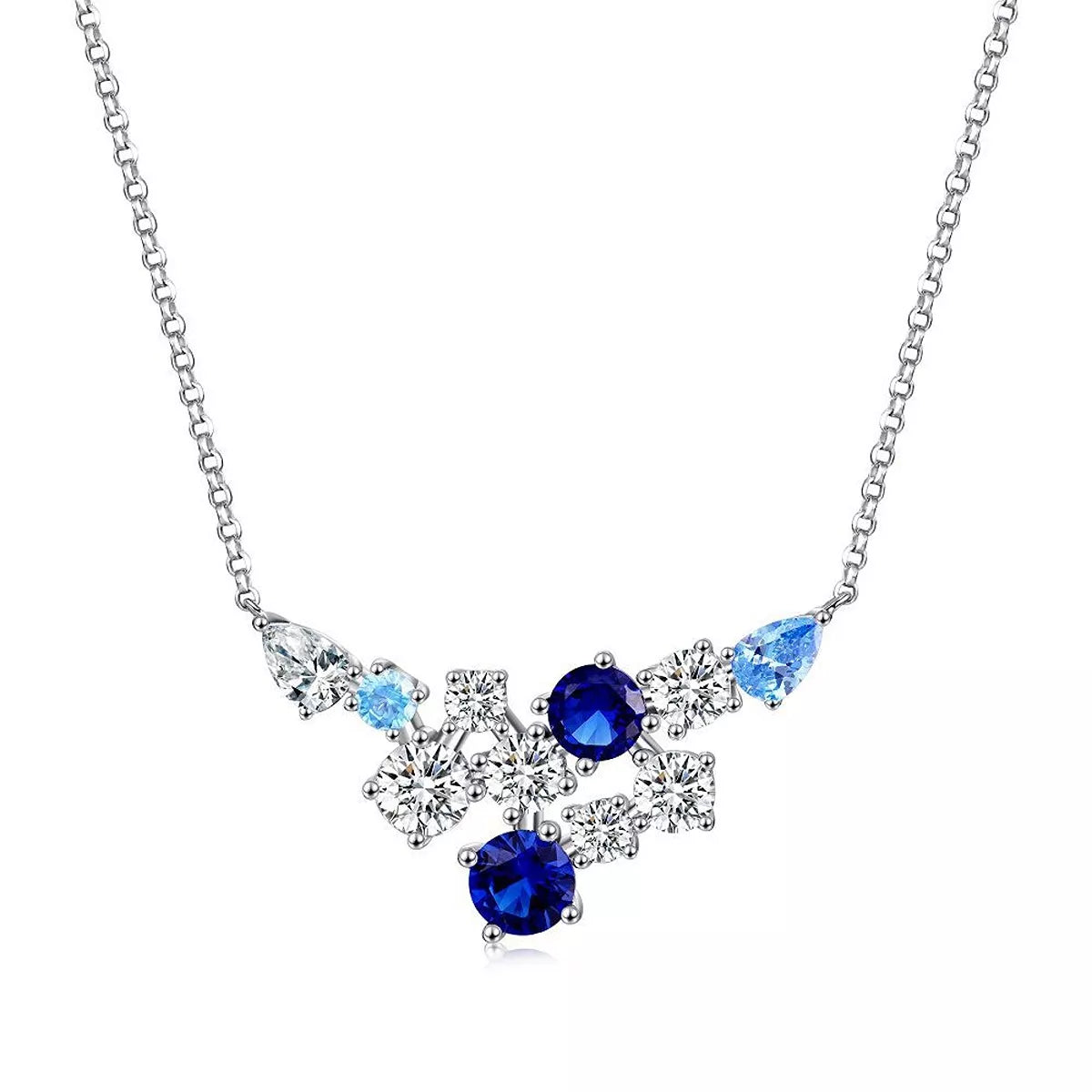 Sterling Silver Zircon Pendant Necklace - alternate necklace view