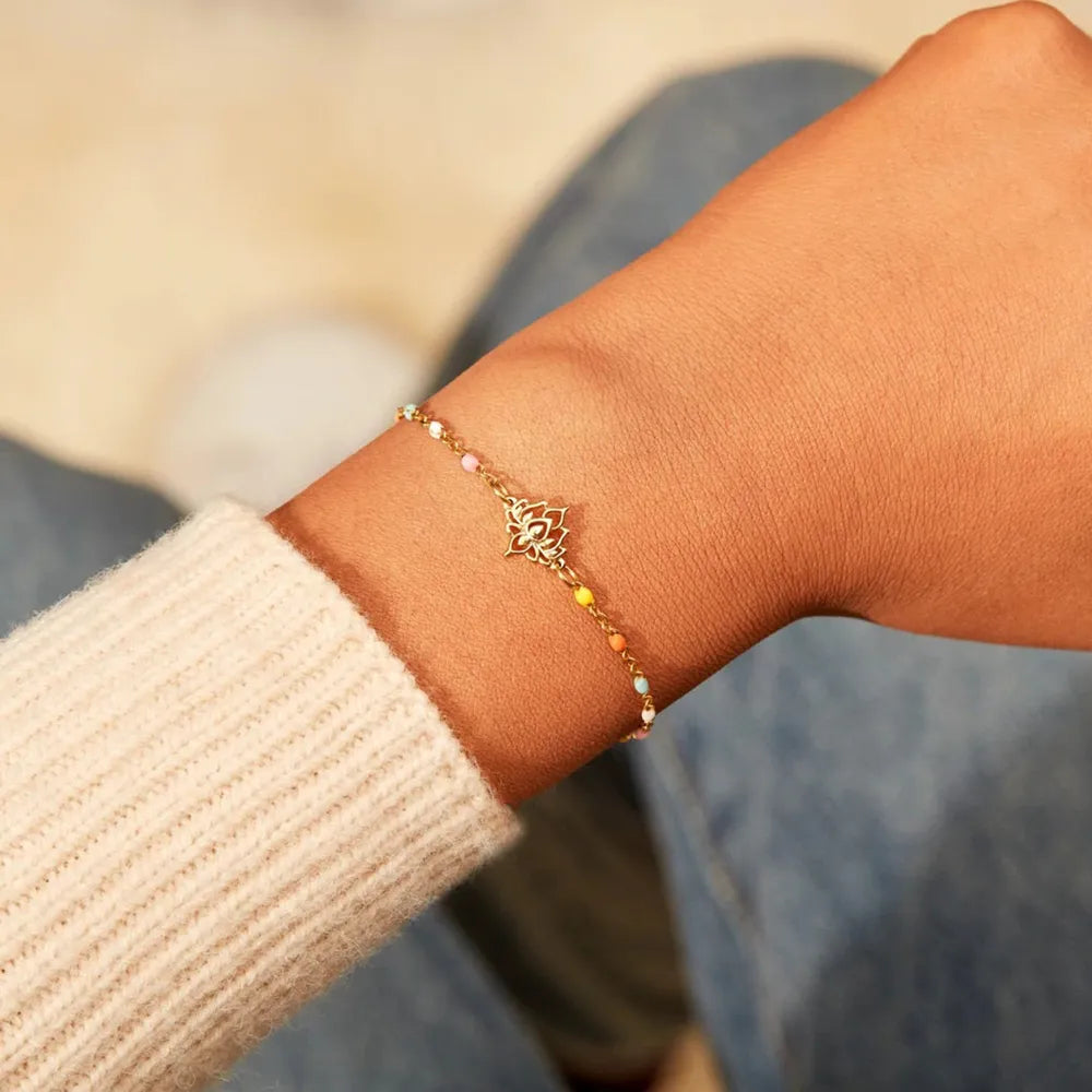 Lotus Shape 18K Gold-Plated Bead Bracelet - alternate jewelry view