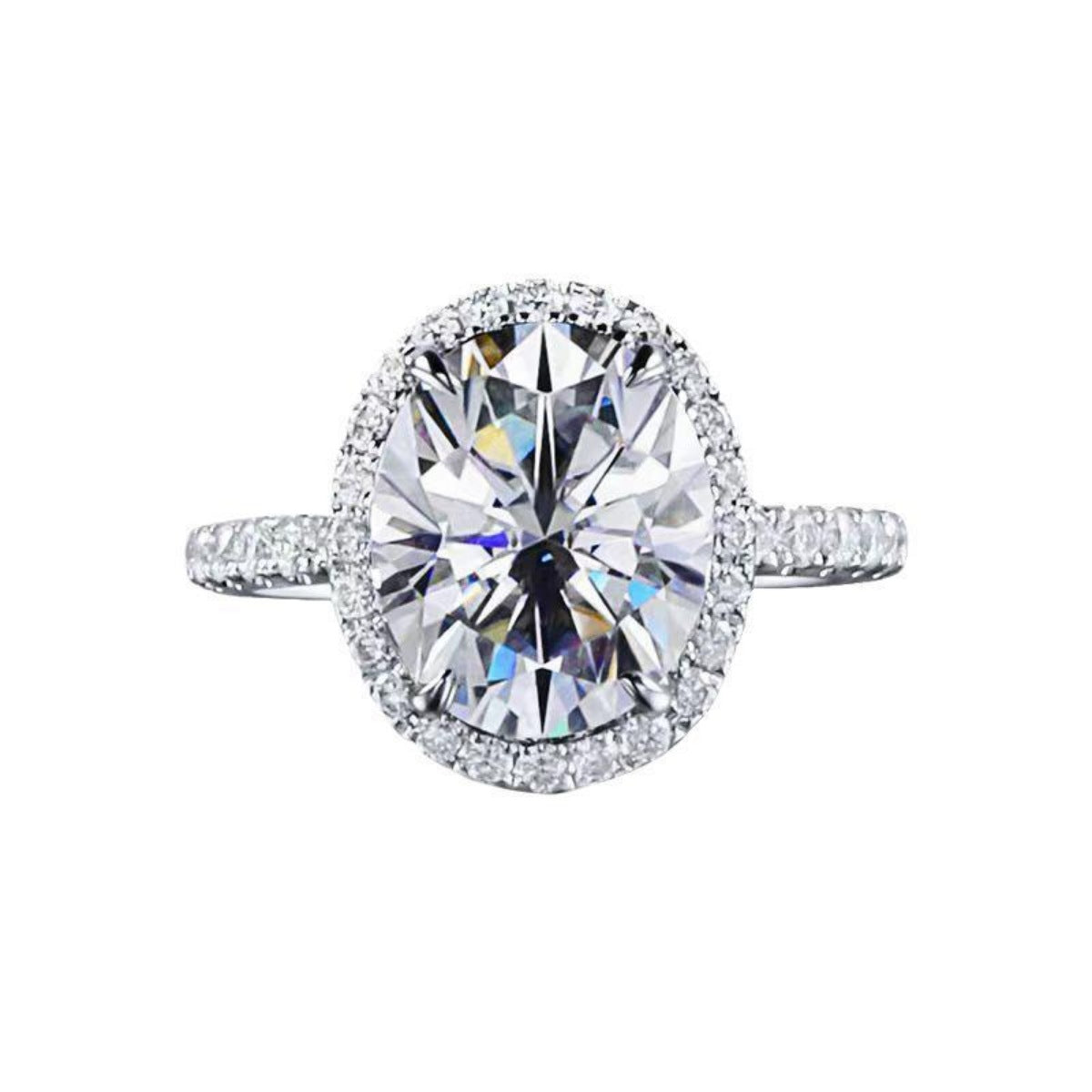 2 Carat Moissanite Sterling Silver Oval Ring - alternate ring view