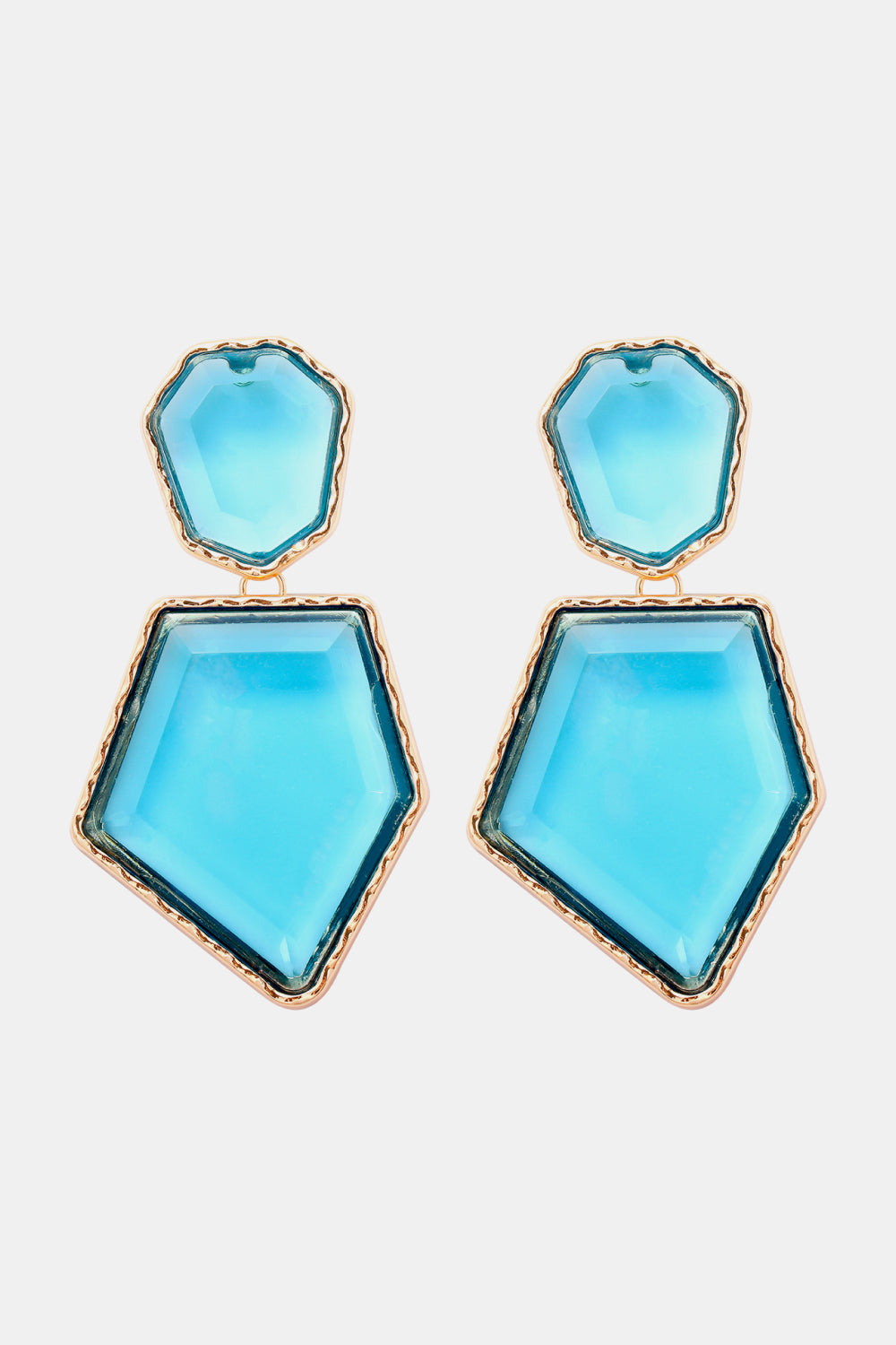 Geometric Shape Zinc Alloy Frame Resin Dangle Earrings - alternate earring view