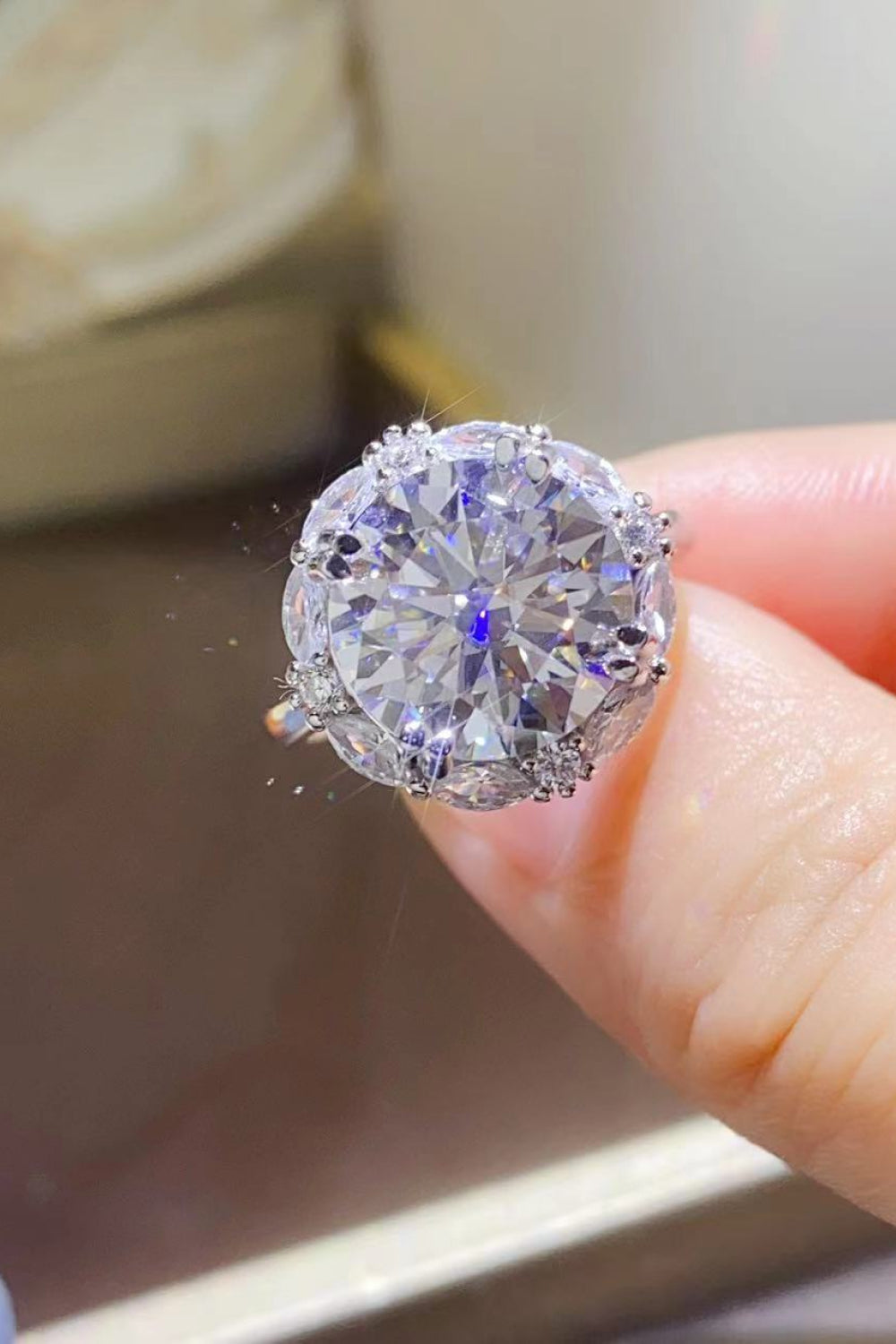 5 Carat Moissanite Sterling Silver Ring in Silver - women's ring