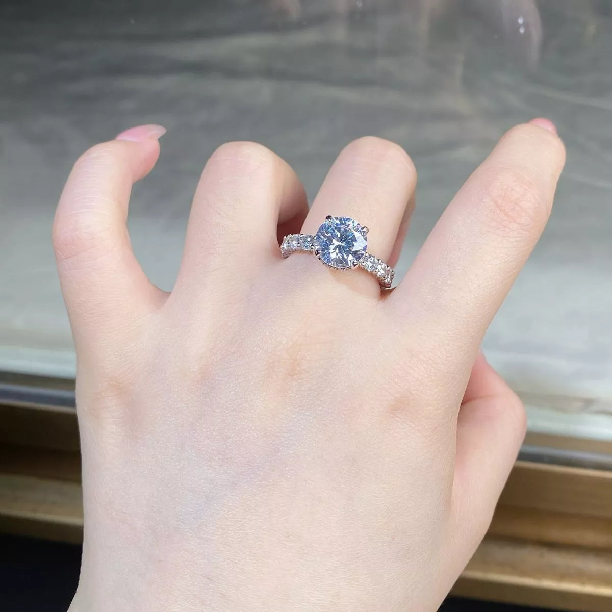 3 Carat Sterling Silver Moissanite Ring in Silver - women's ring