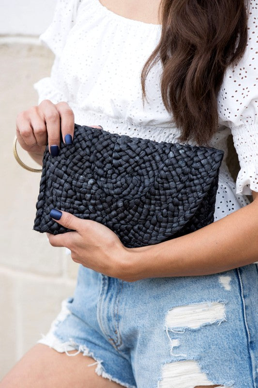 Foldover Straw Clutch