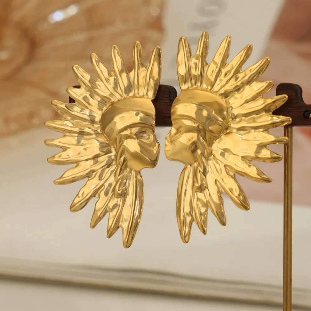 Titanium Steel Gold-Plated Earrings - alternate earring view