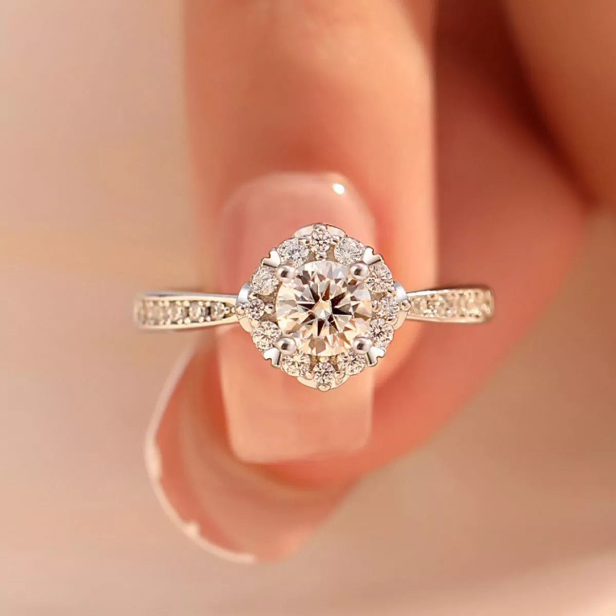1 Carat Sterling Silver Moissanite Ring - alternate ring view