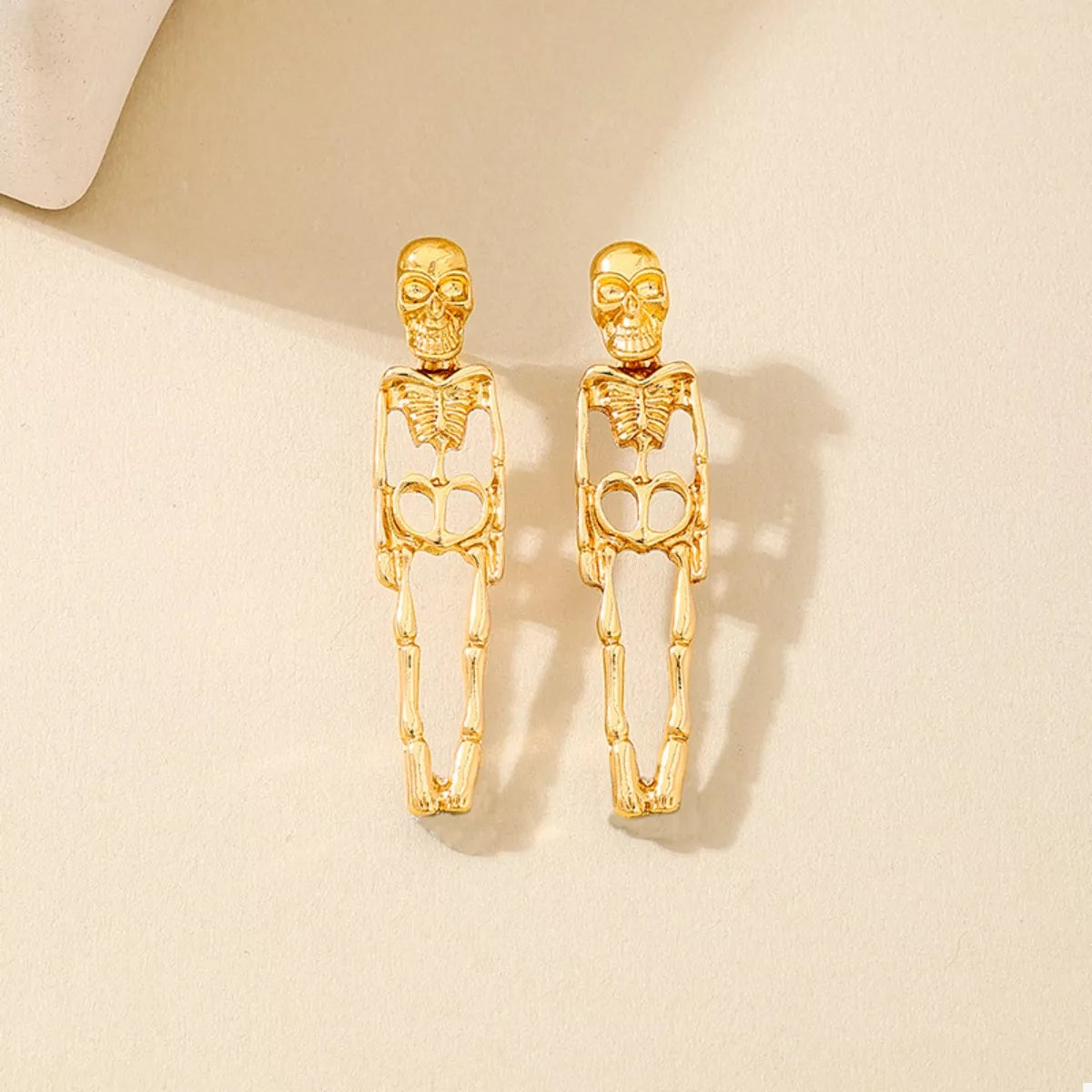 Halloween 18K Gold-Plated Skeleton Earrings - alternate earring view