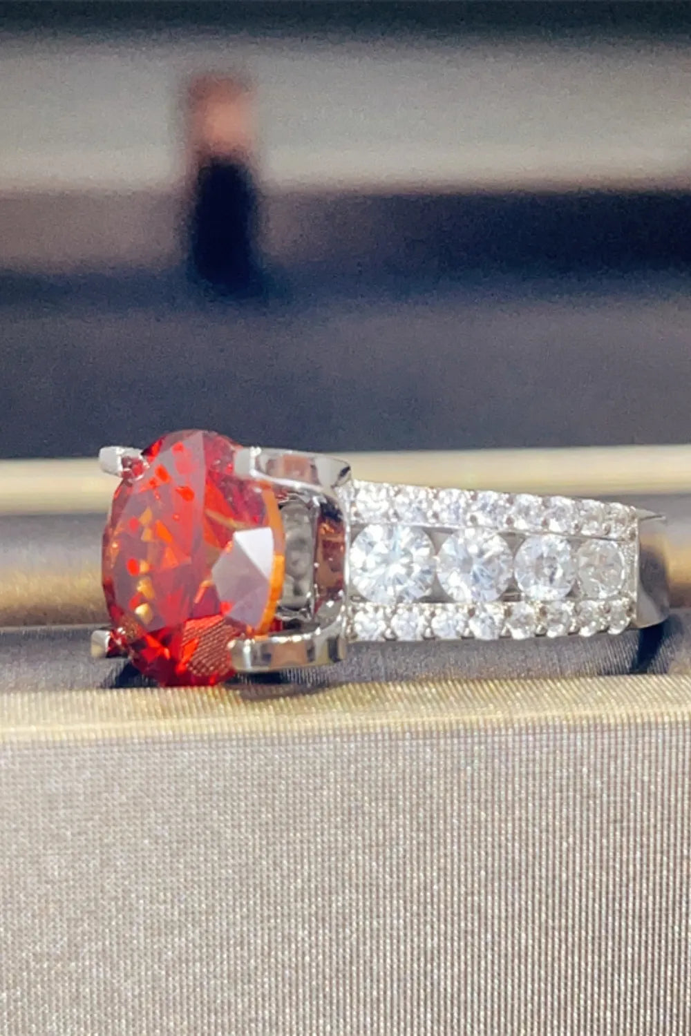 5 Carat Moissanite Sterling Silver Ring in Scarlet - women's ring