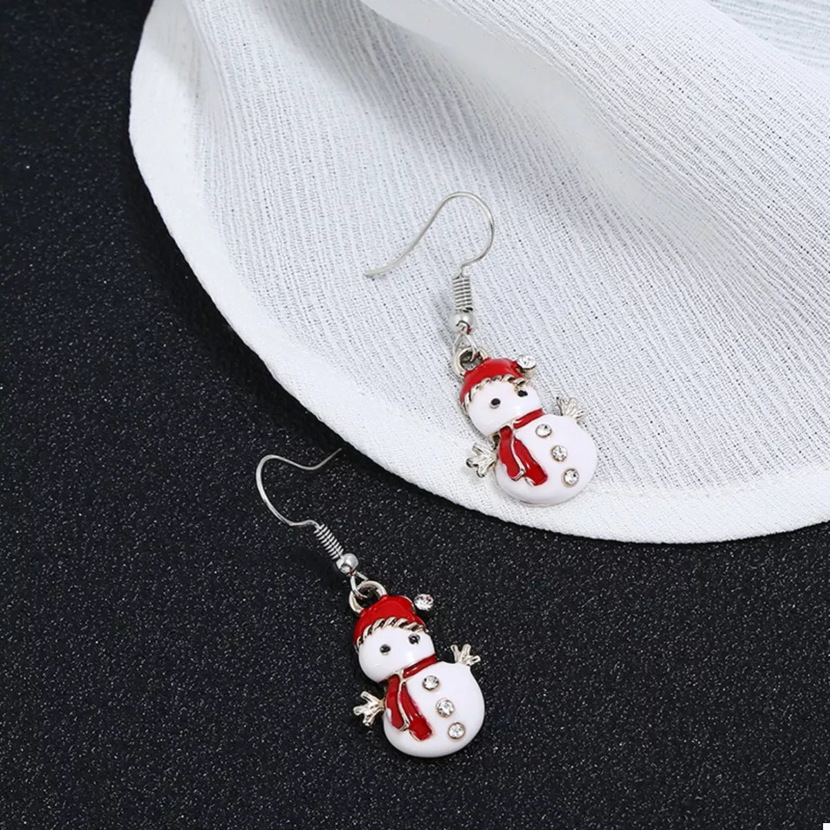 Christmas Snowman Drop Earrings - alternate earring view