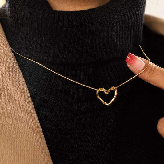 Stainless Steel Heart Necklace in Silver - women's necklace