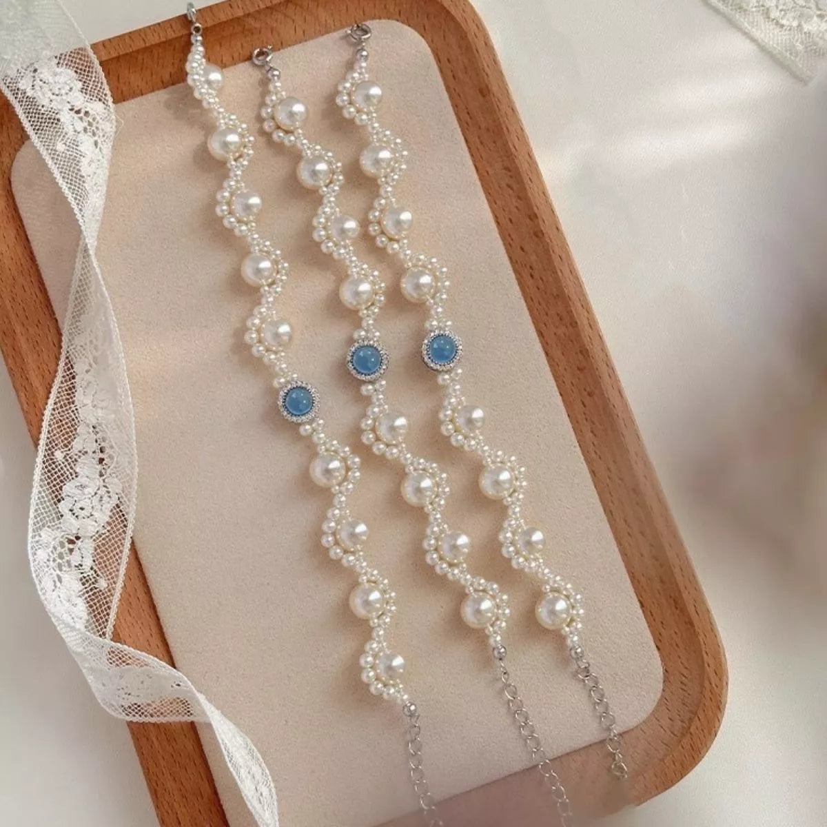 Pearl Sterling Silver Zircon Bracelet - alternate jewelry view