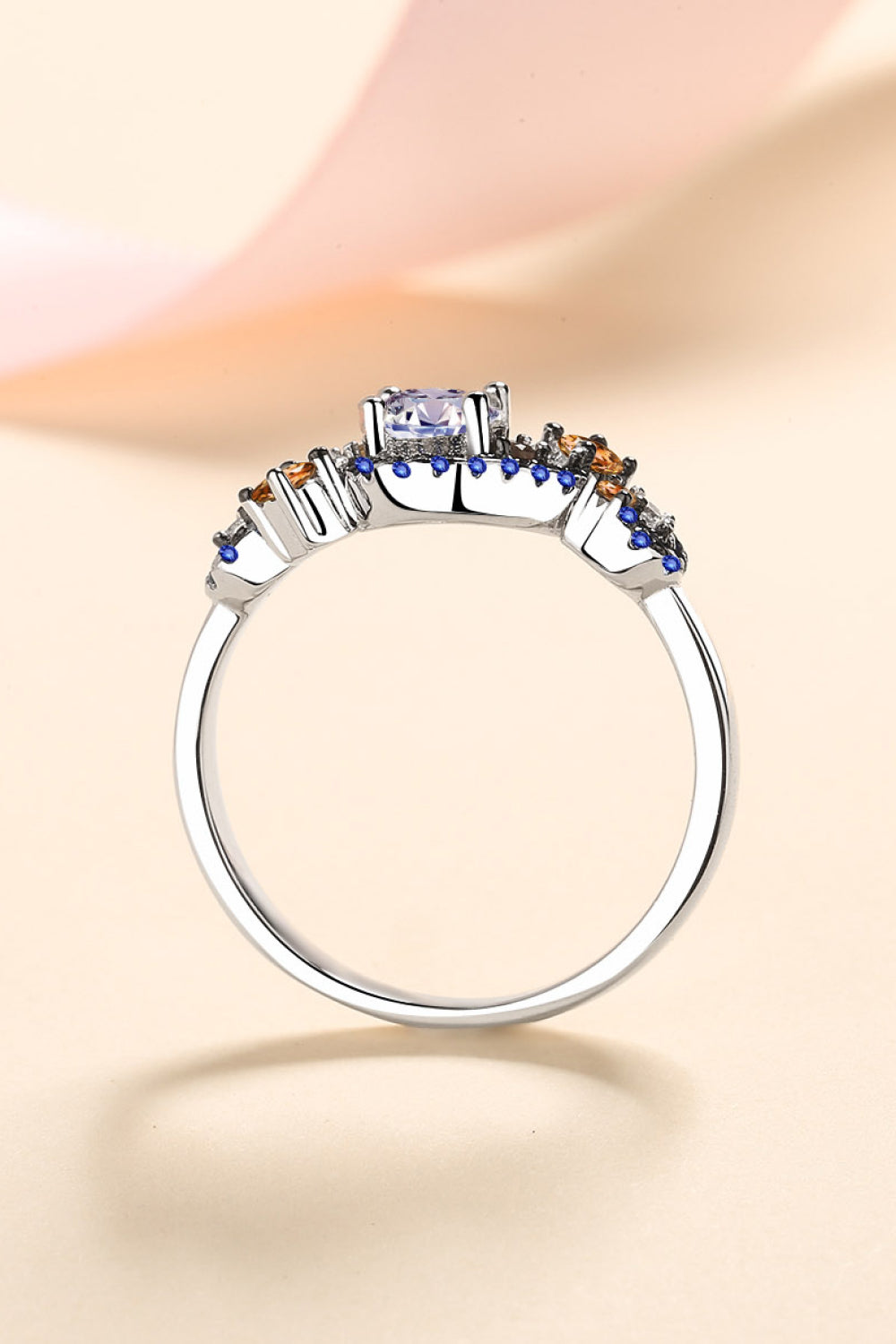 Moissanite Contrast Sterling Silver Ring in Silver - women's ring
