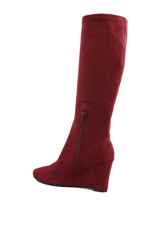 Microfiber Wedge Boots