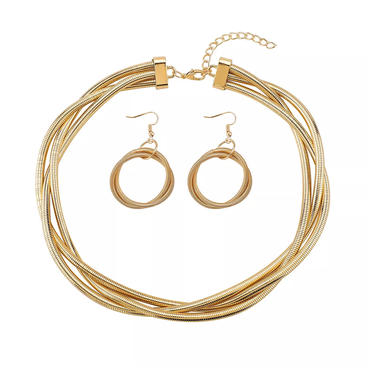 Multi-Layered Earrings and Necklace Set - alternate necklace view