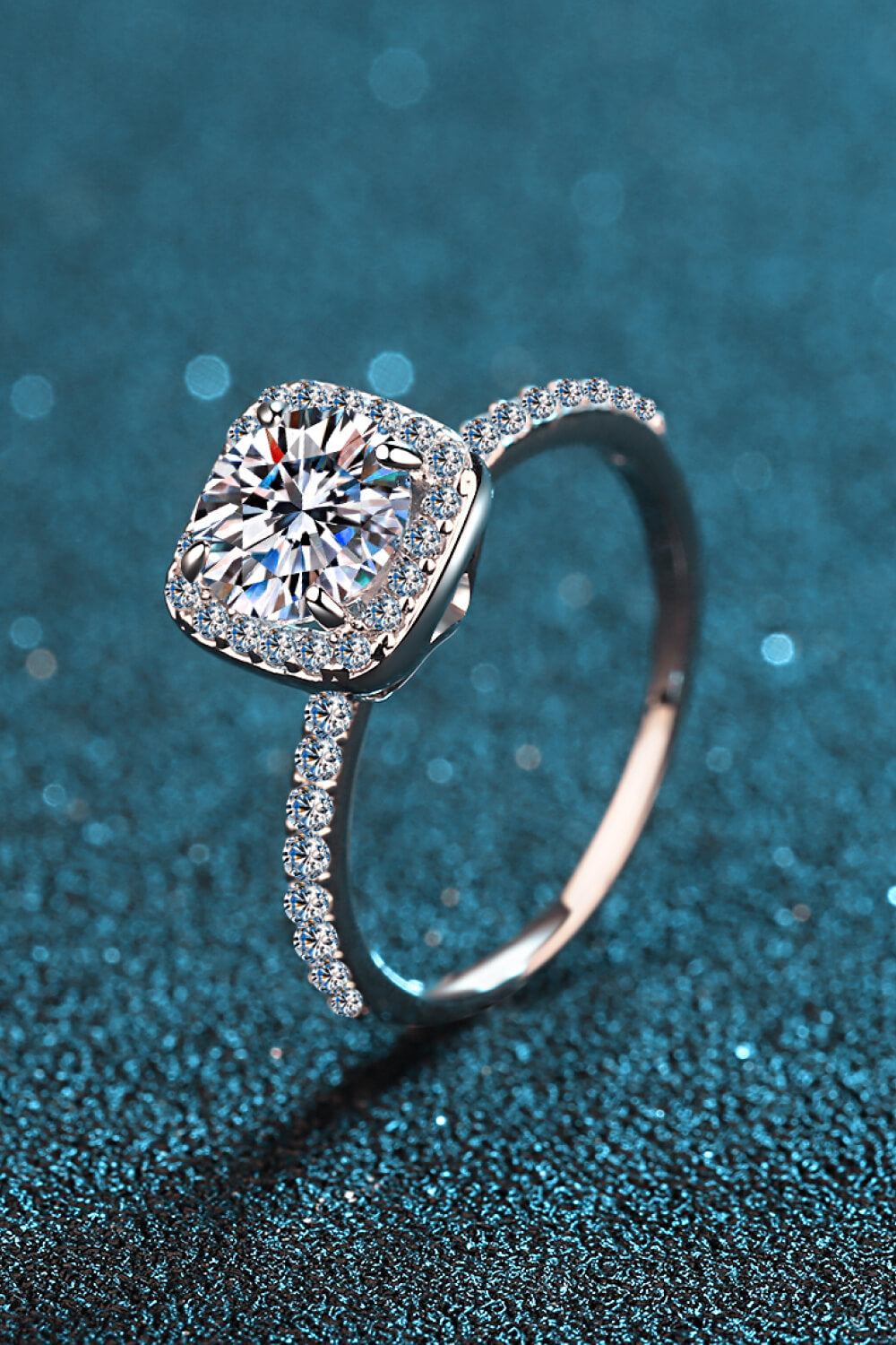 Square Moissanite Ring in Silver - women's ring