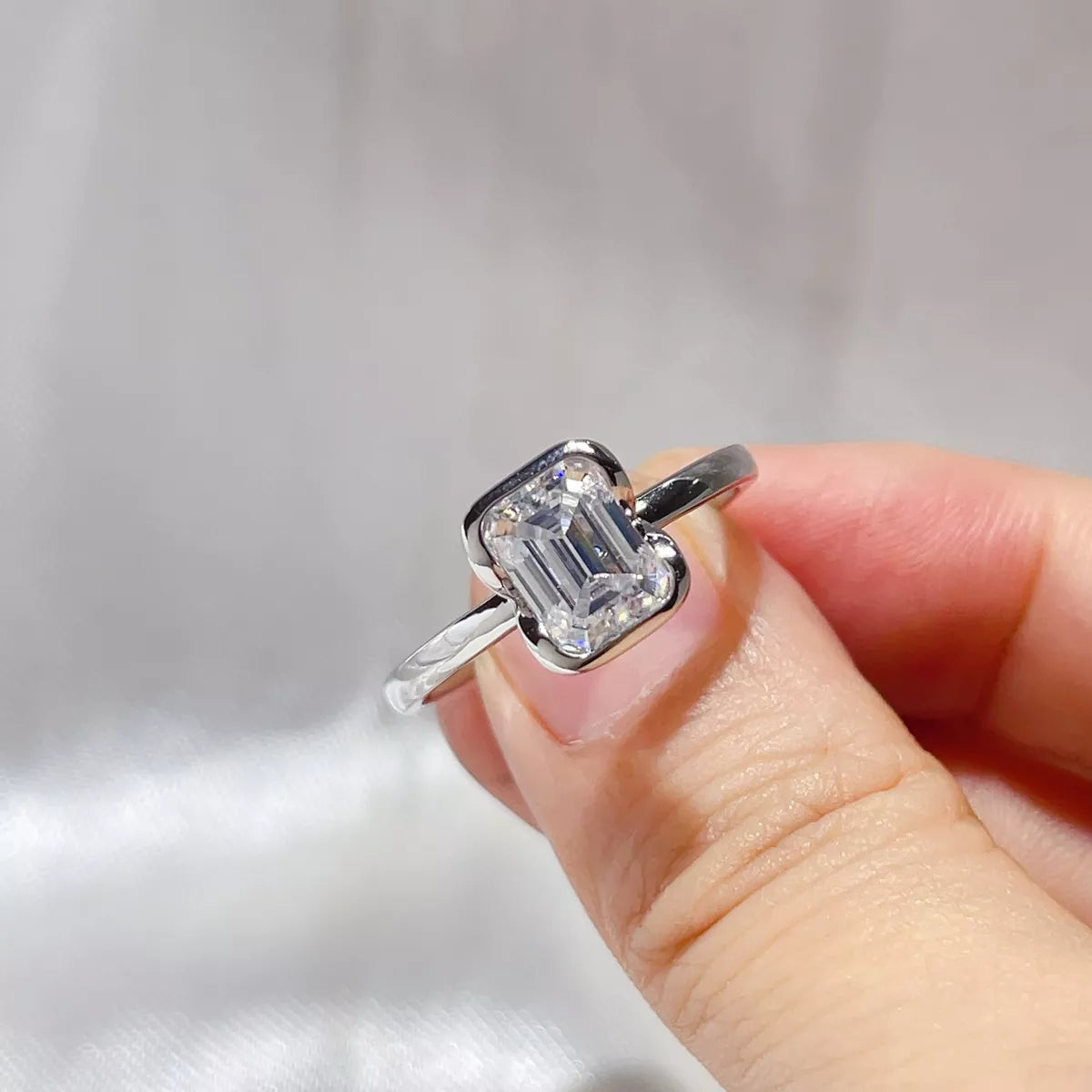 2 Carat Sterling Silver Moissanite Ring in Silver - women's ring