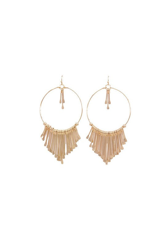 Brass Fringe Hoop Earrings