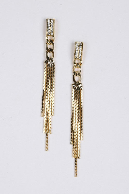 Pave Stone Fringe Earrings