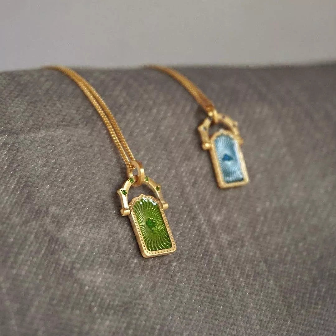 18K Gold-Plated Titanium Steel Pendant Necklace - alternate necklace view