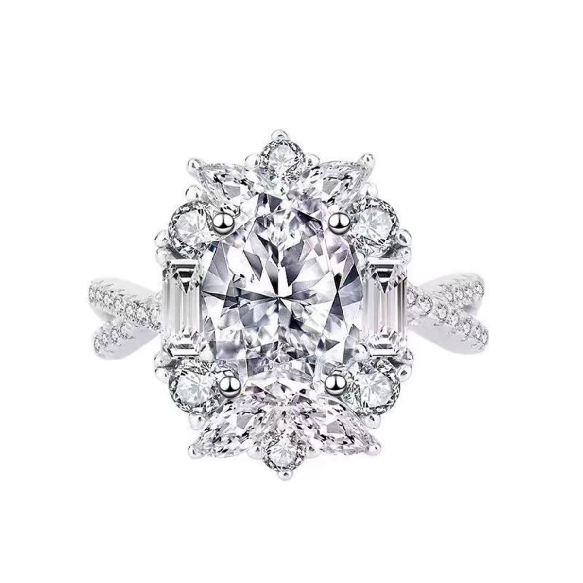 1 Carat Moissanite Sterling Silver Ring - alternate ring view