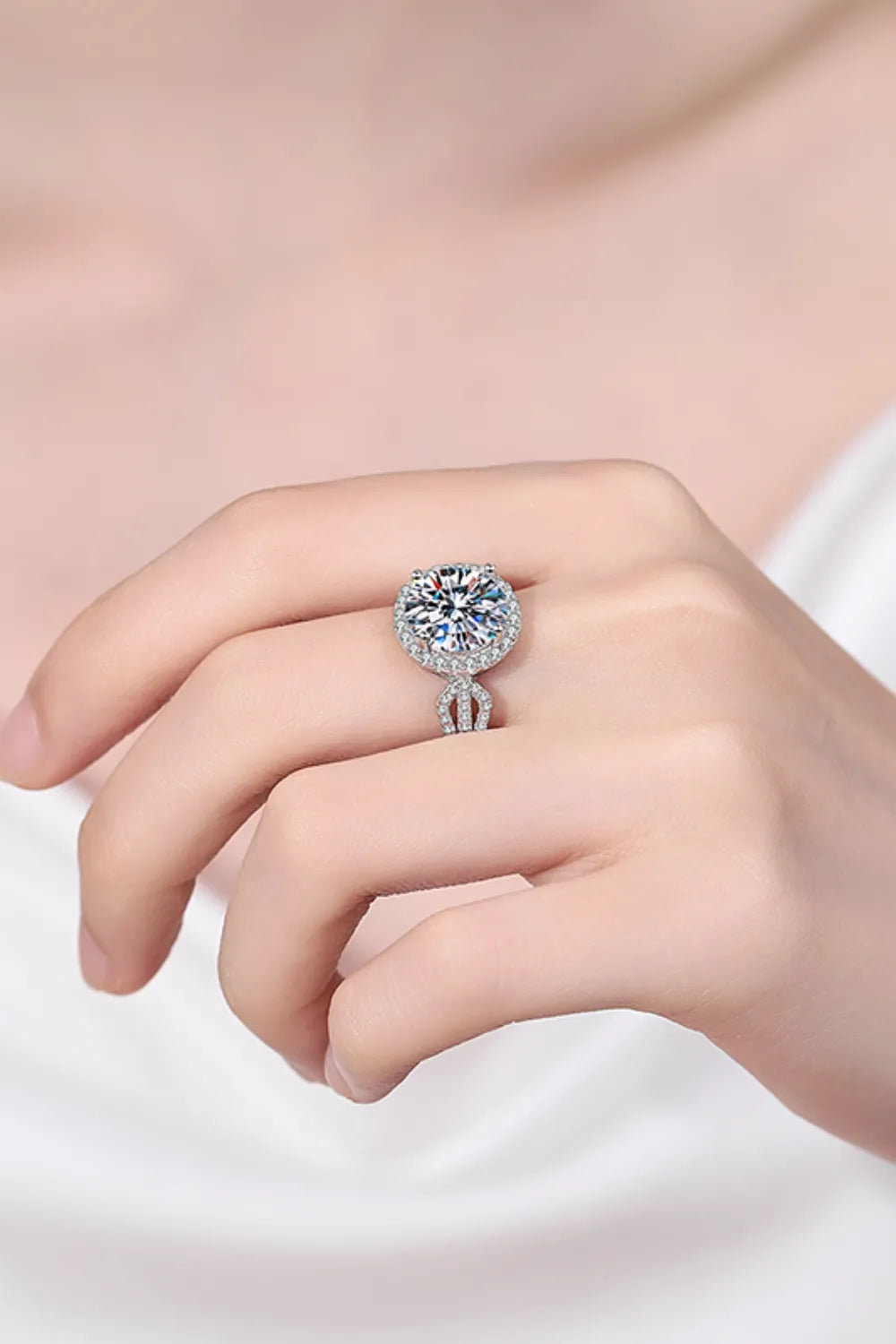 5 Carat Moissanite Sterling Silver Ring in Silver - women's ring