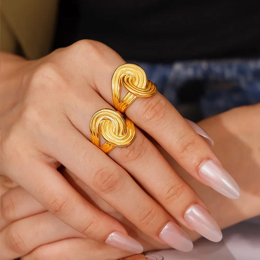 18K Gold-Plated Twisted Ring in Gold - women's ring