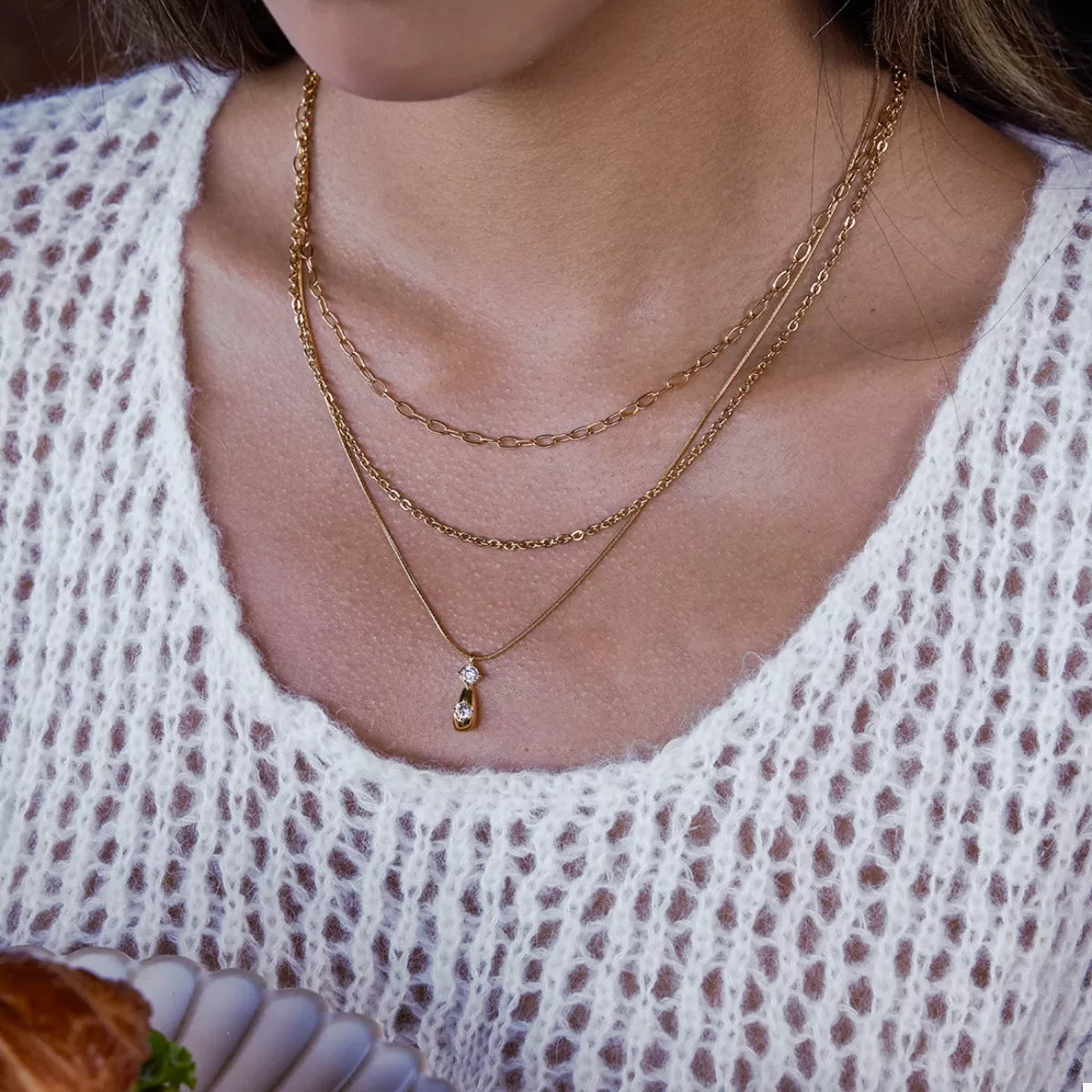 Three Layered Pendant Necklace - alternate necklace view