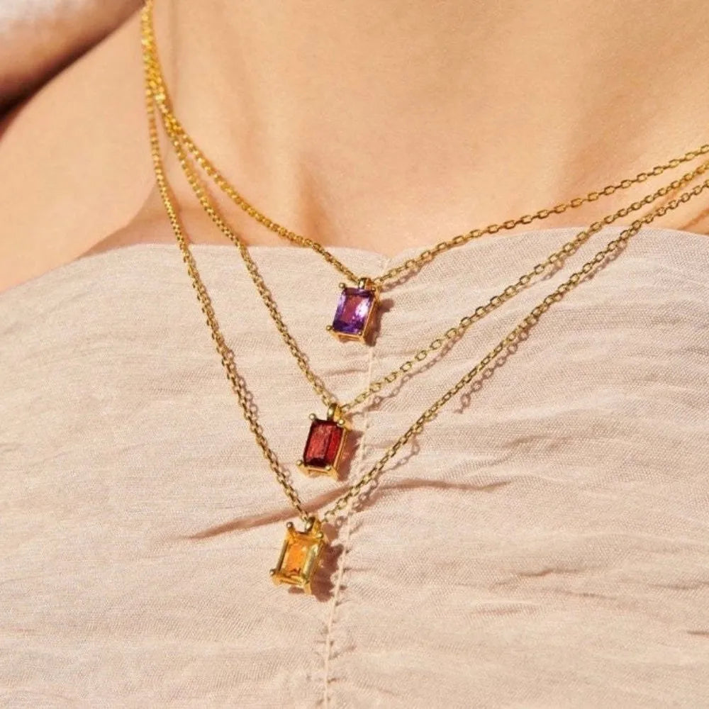 Titanium Steel Inlaid Zircon Pendant Necklace in Style I - women's pendant necklace