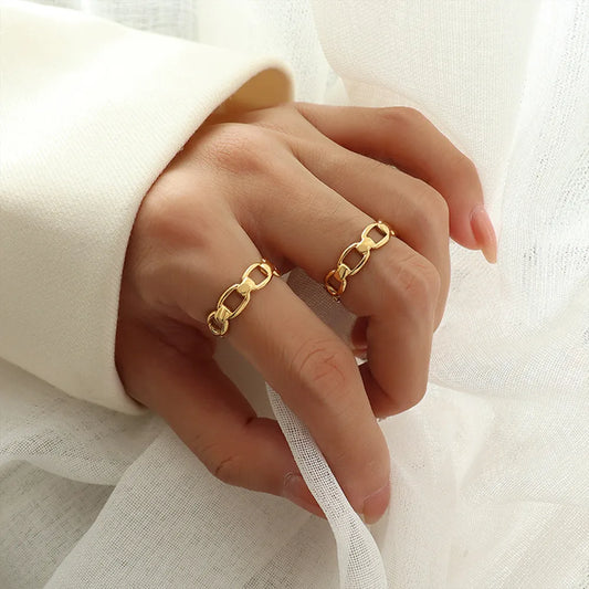 Titanium Steel Gold-Plated Adjustable Ring in Gold - women's ring