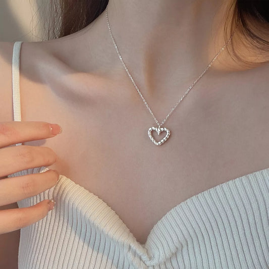 Sterling Silver Heart Necklace in Silver - women's necklace