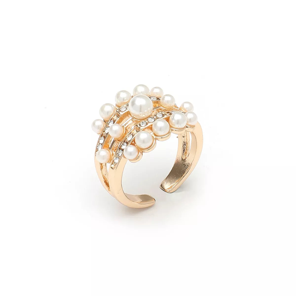 Pearl 18K Gold-Plated Open Ring - alternate ring view