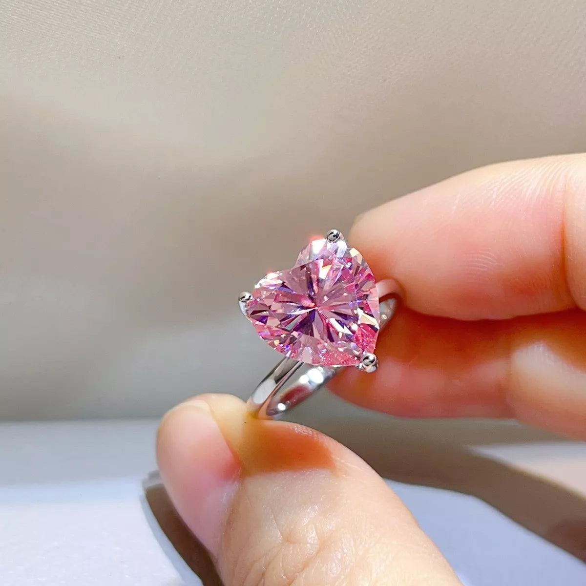 5 Carat Sterling Silver Moissanite Ring - alternate ring view