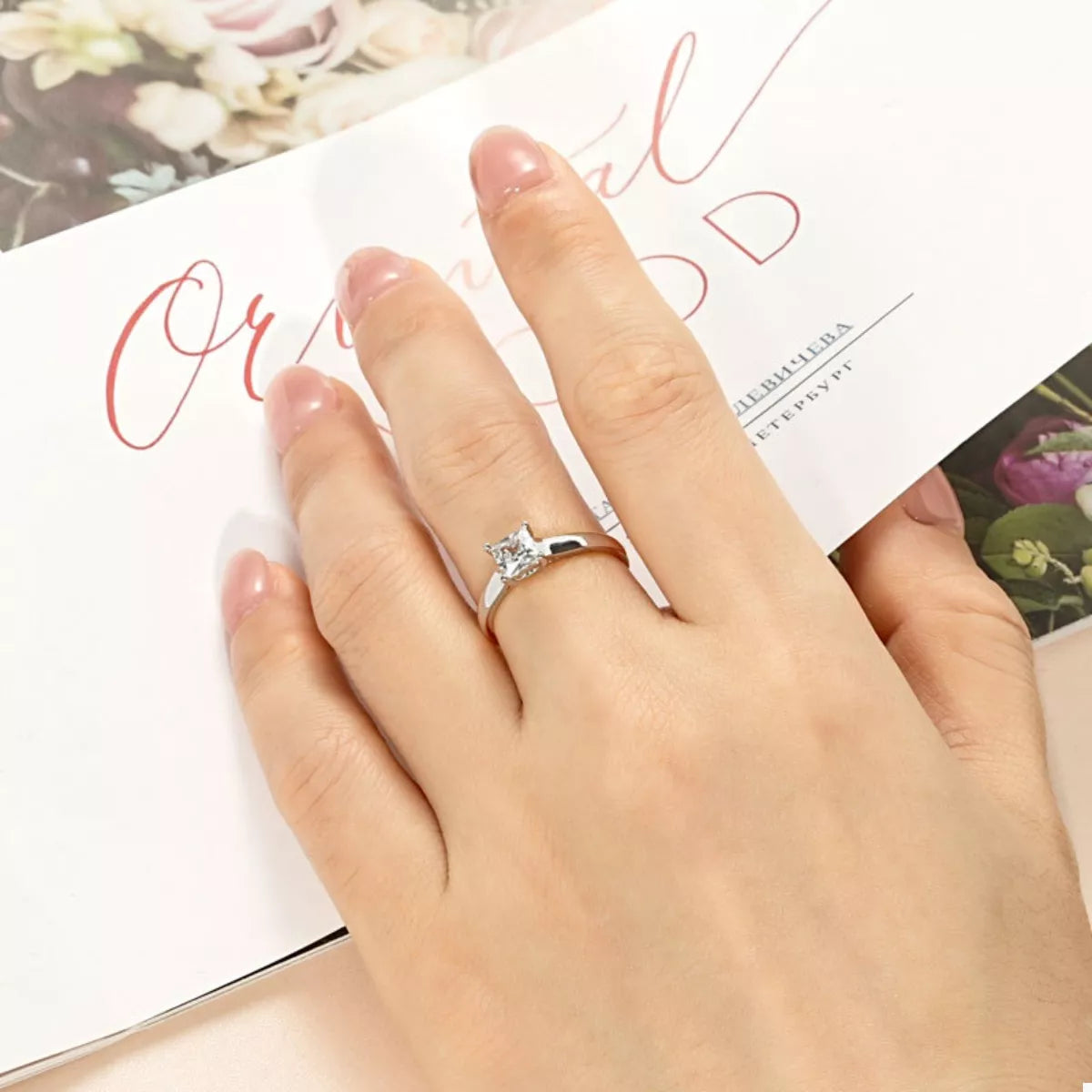 Silver-Plated Minimalist Ring in White - women's ring