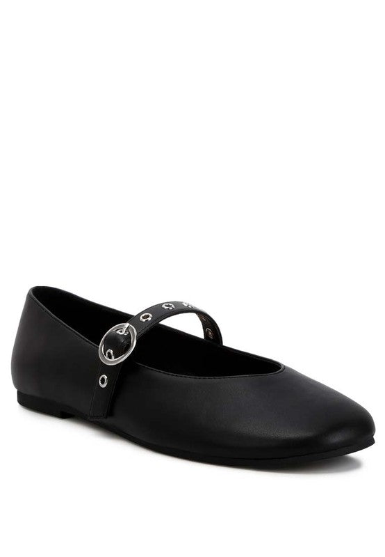 Mary Jane Ballerinas made with metallic faux leather and a TPR outer sole for durability and style. Featuring a closed round toe and side buckle strap detail for an elegant touch, these shoes also have light cushion insoles for maximum comfort throughout the day. Free shipping on all orders. Shop now!