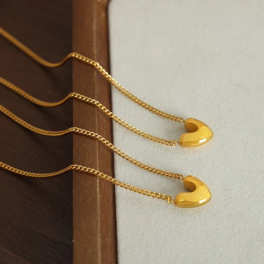 Gold-Plated Heart Pendant Necklace - alternate necklace view