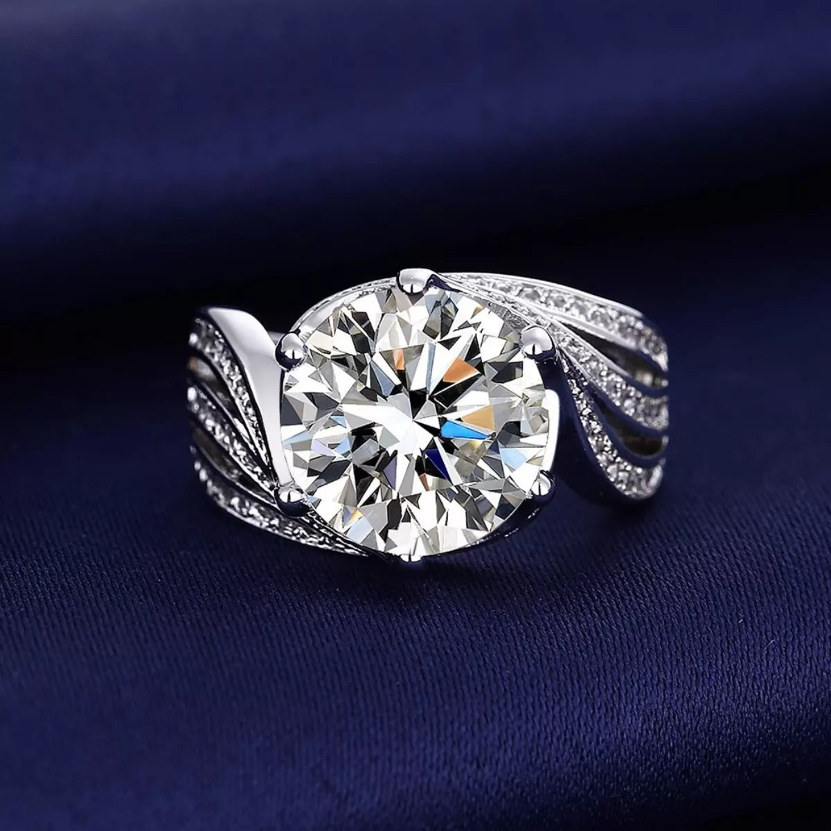 3 Carat Moissanite Sterling Silver Ring in Silver - women's ring