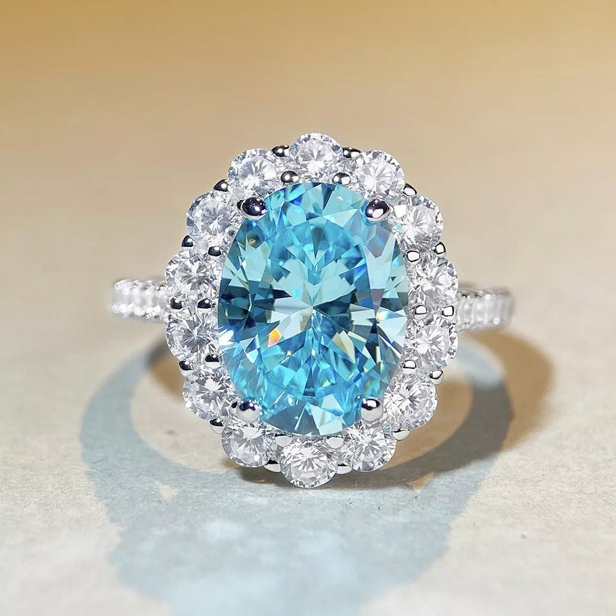 Sterling Silver Zircon Ring in Pastel Blue - women's ring