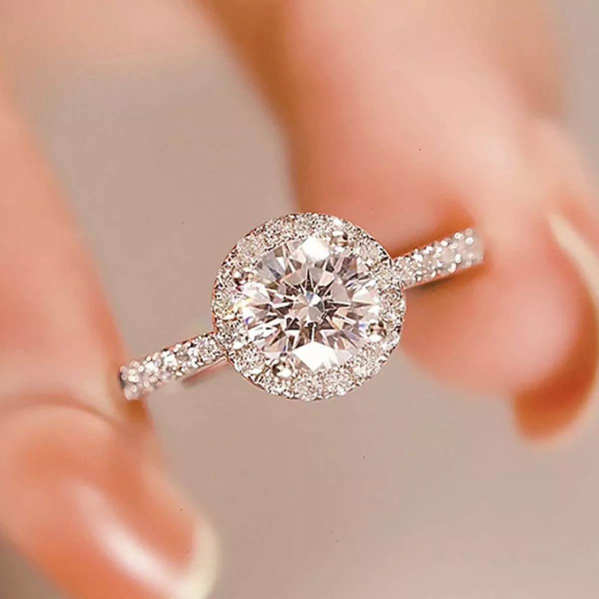 2 Carat Moissanite Sterling Silver Ring in Silver - women's ring
