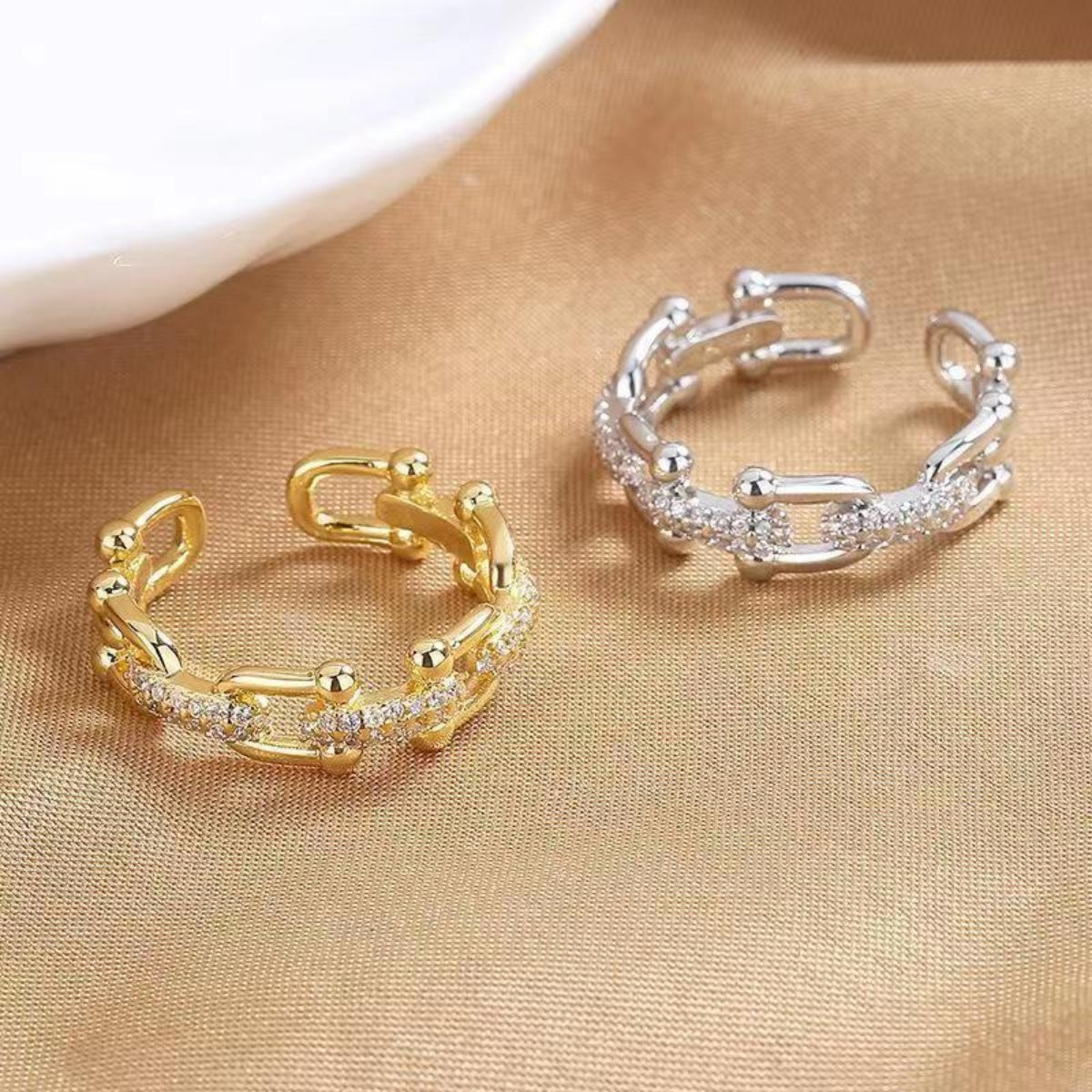 Sterling Silver Open Ring in Gold Color - women's open ring