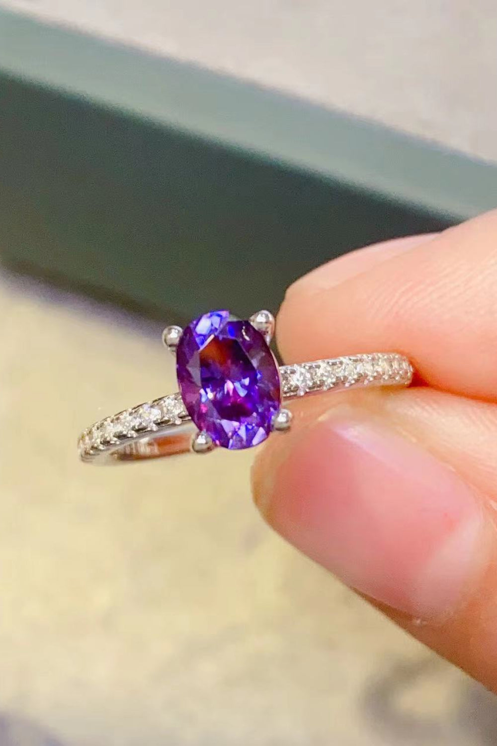 1 Carat Purple Moissanite 4-Prong Ring in Purple - women's ring