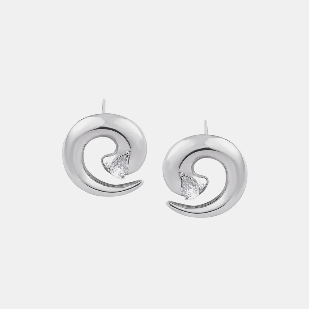 Titanium Steel Zircon Spiral Shape Earrings - alternate earring view