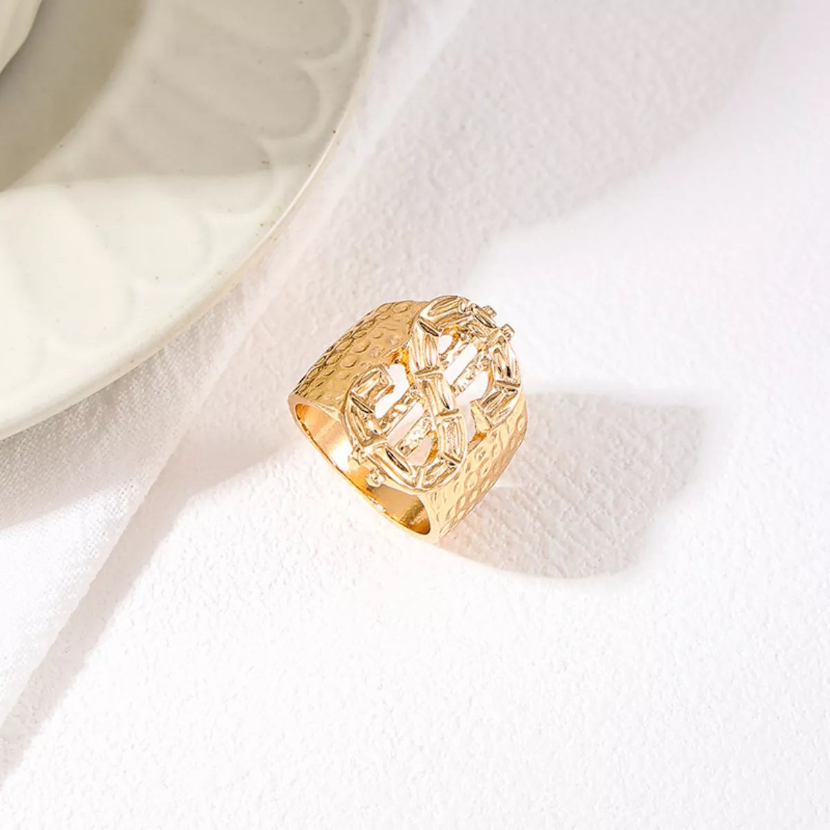 18K Gold-Plated Dollar Sign Ring - alternate ring view