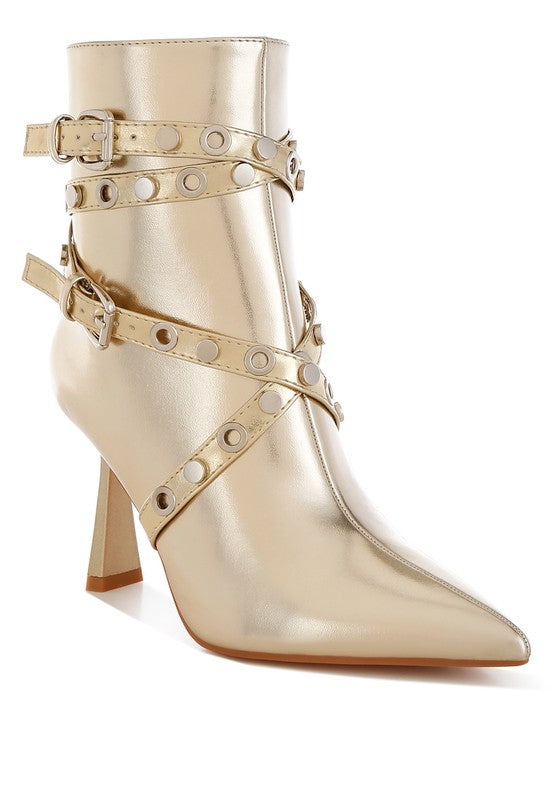 Studs Harness Ankle Boots