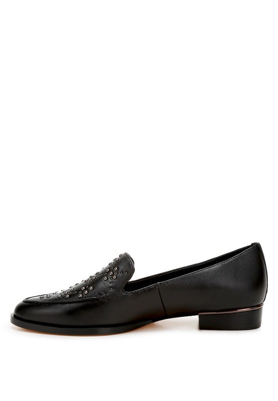 Studded Genuine Leather Loafers