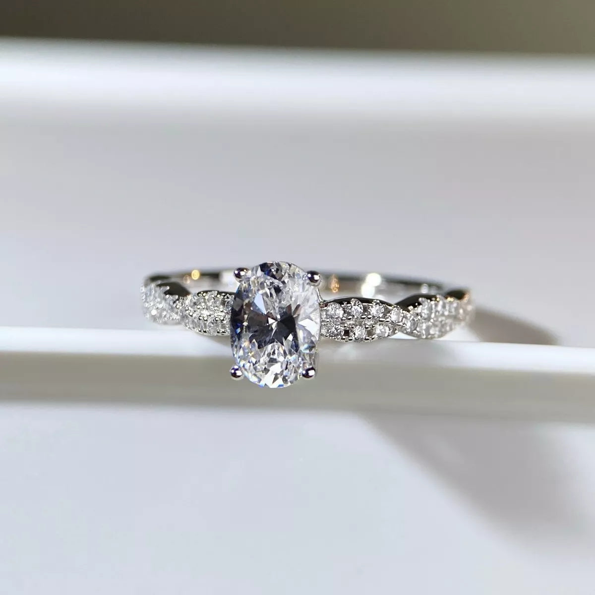 Cultivating High-Carbon Diamond Sterling Silver Oval Ring in Silver - women's ring
