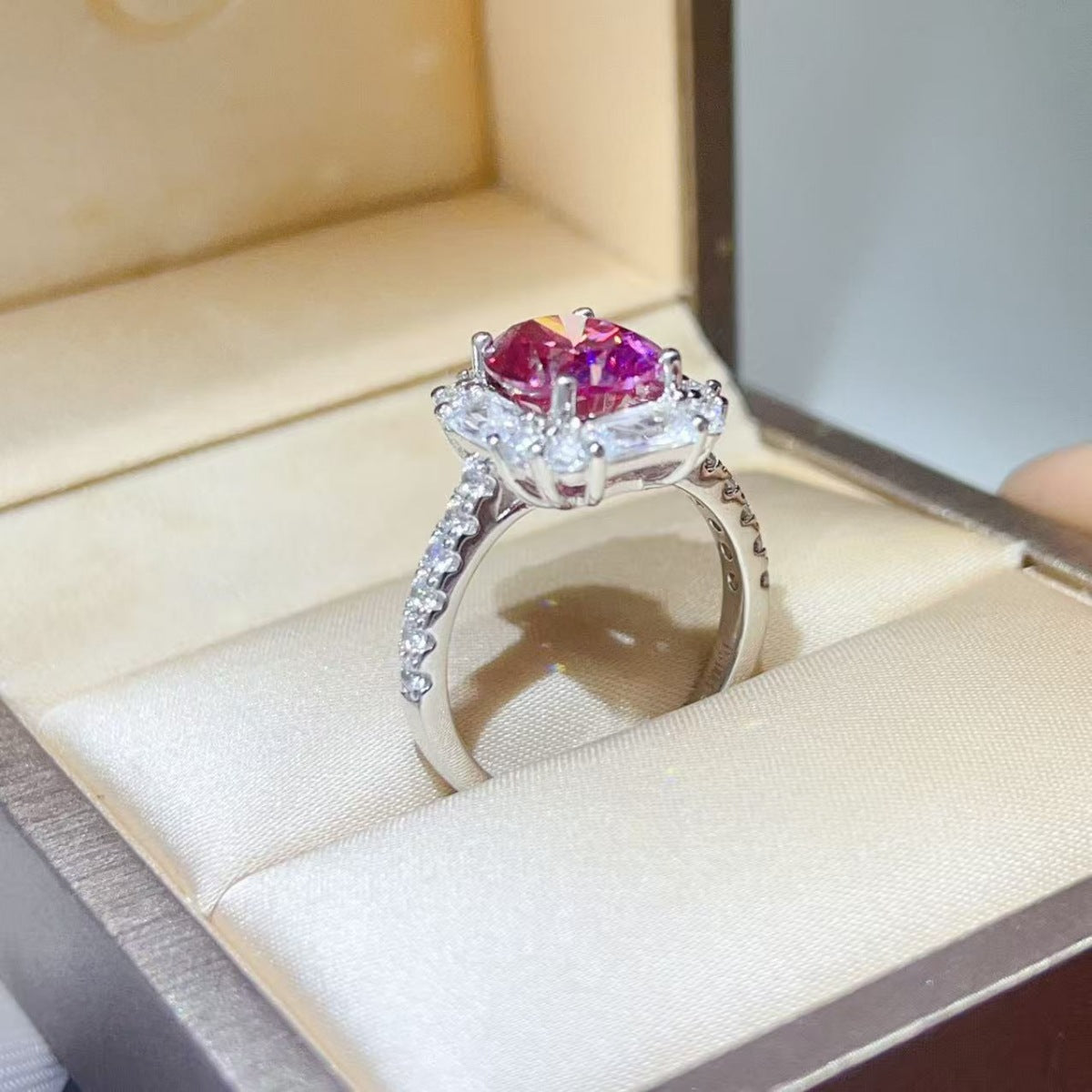 3 Carat Moissanite Sterling Silver Ring in Silver - women's ring
